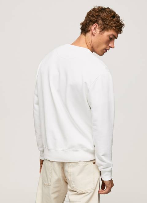 Pepe Jeans Logo Printed Cotton Sweatshirt Men White Z22X897
