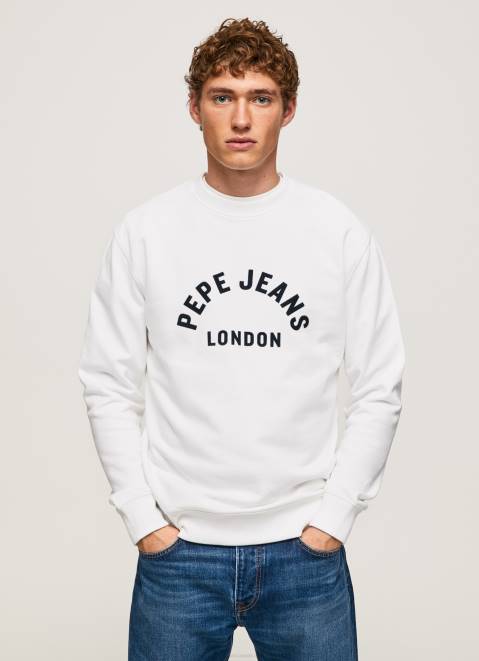 Pepe Jeans Logo Printed Sweatshirt Men White Z22X901