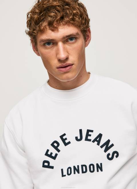 Pepe Jeans Logo Printed Sweatshirt Men White Z22X901