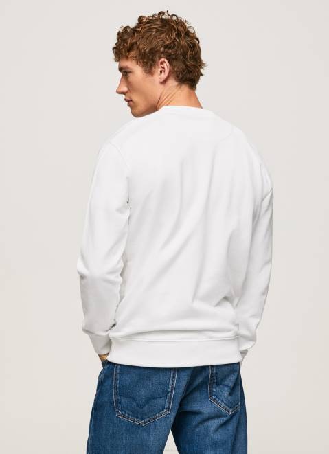 Pepe Jeans Logo Printed Sweatshirt Men White Z22X901