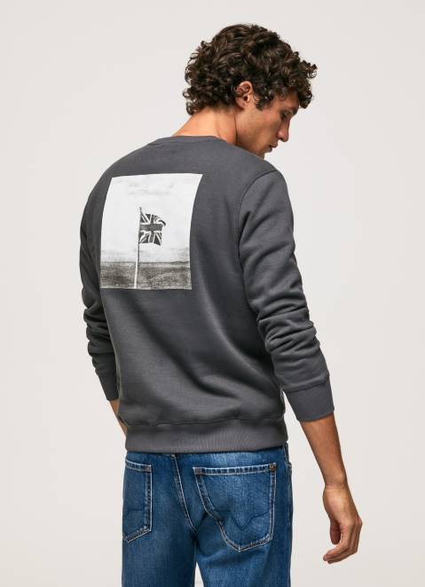 Pepe Jeans Photo Print Jumper Men Washed Black Z22X885