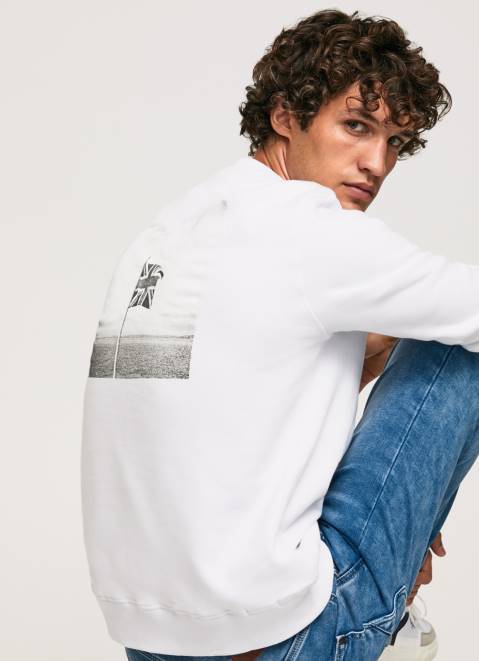 Pepe Jeans Photo Print Jumper Men White Z22X867
