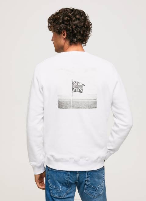 Pepe Jeans Photo Print Jumper Men White Z22X867