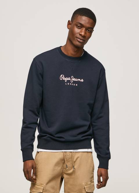 Pepe Jeans Printed Logo Cotton Jumper Men Dulwich Z22X884