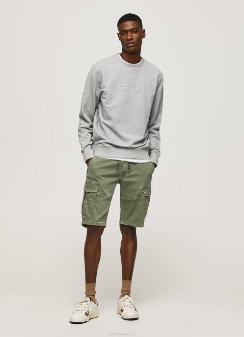 Pepe Jeans Printed Logo Cotton Jumper Men Grey Marl Z22X895