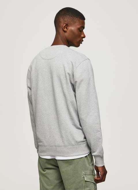 Pepe Jeans Printed Logo Cotton Jumper Men Grey Marl Z22X895