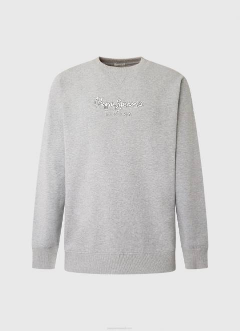 Pepe Jeans Printed Logo Cotton Jumper Men Grey Marl Z22X895