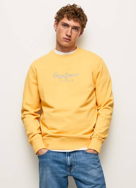 Pepe Jeans Printed Logo Cotton Jumper Men Shine Z22X888
