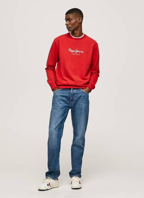 Pepe Jeans Printed Logo Cotton Jumper Men Studio Red Z22X890