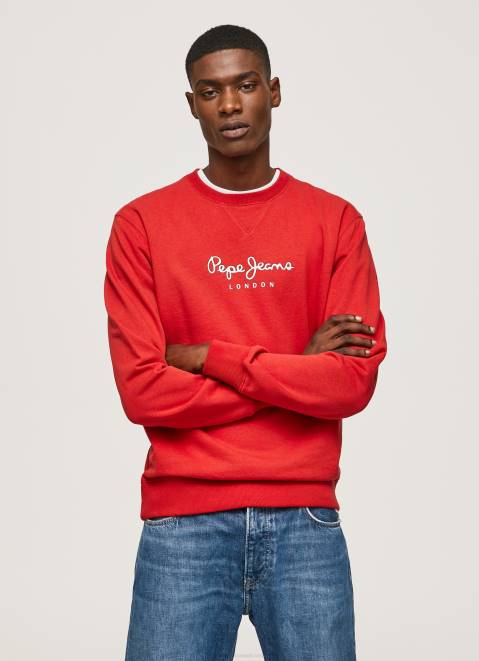Pepe Jeans Printed Logo Cotton Jumper Men Studio Red Z22X890