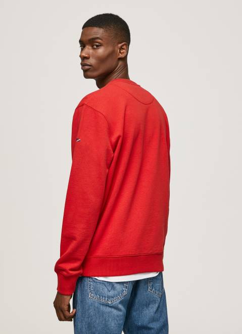 Pepe Jeans Printed Logo Cotton Jumper Men Studio Red Z22X890