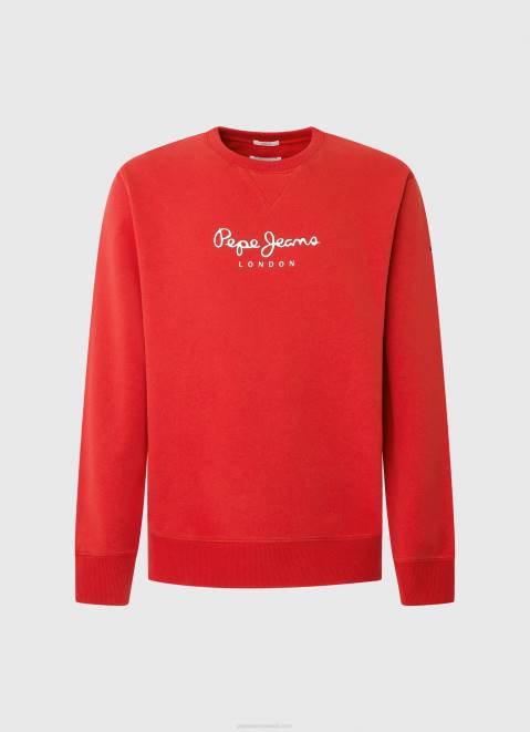 Pepe Jeans Printed Logo Cotton Jumper Men Studio Red Z22X890