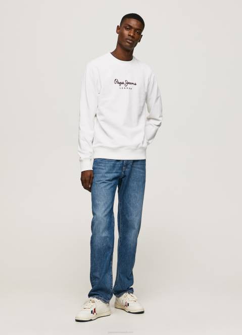 Pepe Jeans Printed Logo Cotton Jumper Men White Z22X880