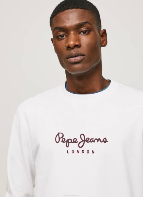 Pepe Jeans Printed Logo Cotton Jumper Men White Z22X880