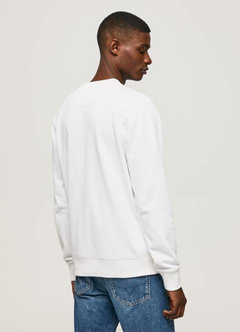 Pepe Jeans Printed Logo Cotton Jumper Men White Z22X880