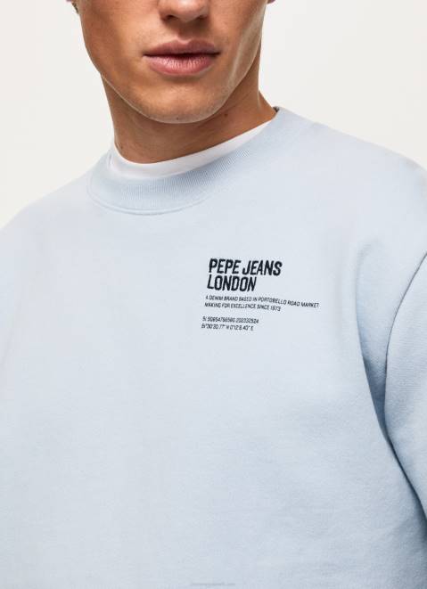 Pepe Jeans Rounded Collar Cotton Jumper Men Bleach Blue Z22X869