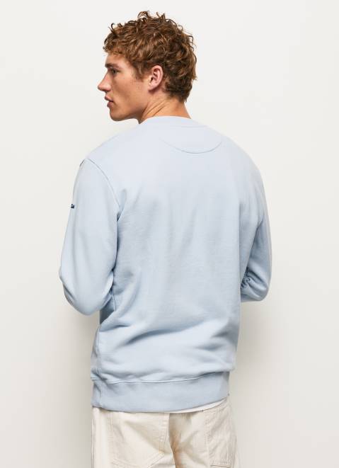 Pepe Jeans Rounded Collar Cotton Jumper Men Bleach Blue Z22X869
