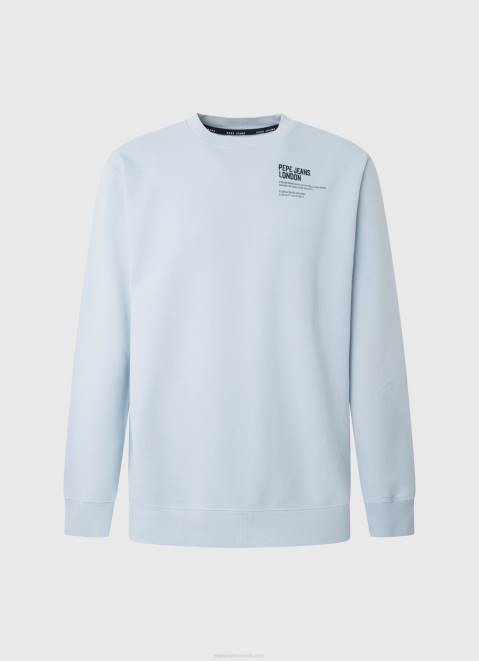 Pepe Jeans Rounded Collar Cotton Jumper Men Bleach Blue Z22X869