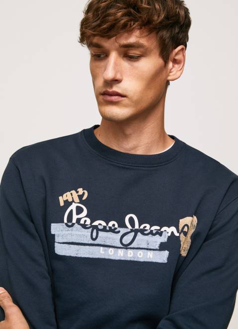 Pepe Jeans Rounded Collar Cotton Jumper Men Dulwich Z22X894