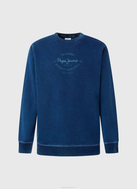 Pepe Jeans Rounded Collar Cotton Jumper Men Indigo Z22X868