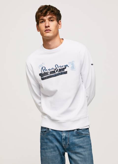 Pepe Jeans Rounded Collar Cotton Jumper Men White Z22X877