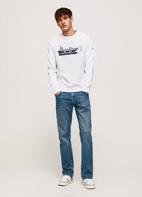 Pepe Jeans Rounded Collar Cotton Jumper Men White Z22X877