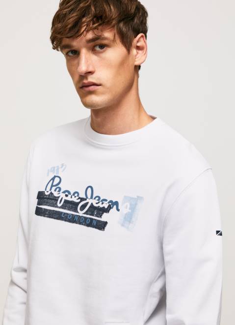 Pepe Jeans Rounded Collar Cotton Jumper Men White Z22X877