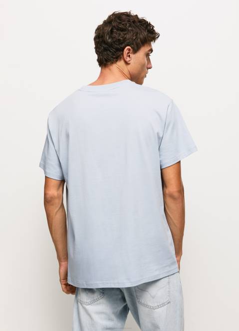 Pepe Jeans 1973 Logo Cotton T-Shirt Men Bleach Blue Z22X924