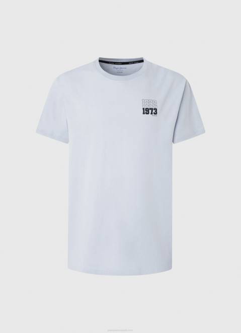 Pepe Jeans 1973 Logo Cotton T-Shirt Men Bleach Blue Z22X924