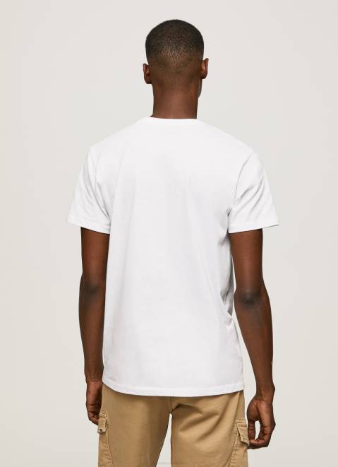 Pepe Jeans 1973 Logo Cotton T-Shirt Men White Z22X950