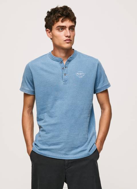 Pepe Jeans Baker Collar Cotton T-Shirt Men Light Blue Z22X965