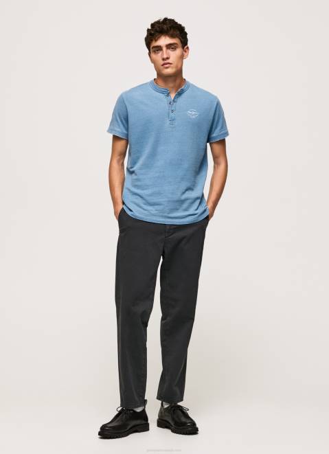 Pepe Jeans Baker Collar Cotton T-Shirt Men Light Blue Z22X965