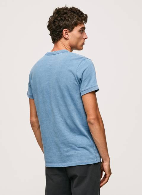 Pepe Jeans Baker Collar Cotton T-Shirt Men Light Blue Z22X965