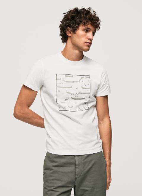 Pepe Jeans Cotton Graphic T-Shirt Men White Z22X940