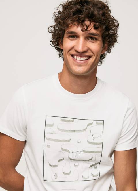 Pepe Jeans Cotton Graphic T-Shirt Men White Z22X940