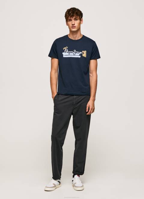 Pepe Jeans Cotton T-Shirt With Brushes Logo Men Dulwich Z22X932
