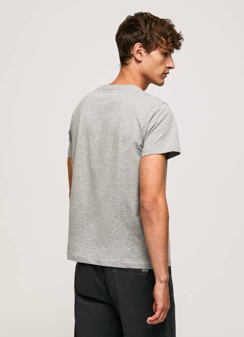 Pepe Jeans Cotton T-Shirt With Brushes Logo Men Grey Marl Z22X931