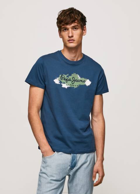 Pepe Jeans Cotton T-Shirt With Brushes Logo Men Jarman Z22X983