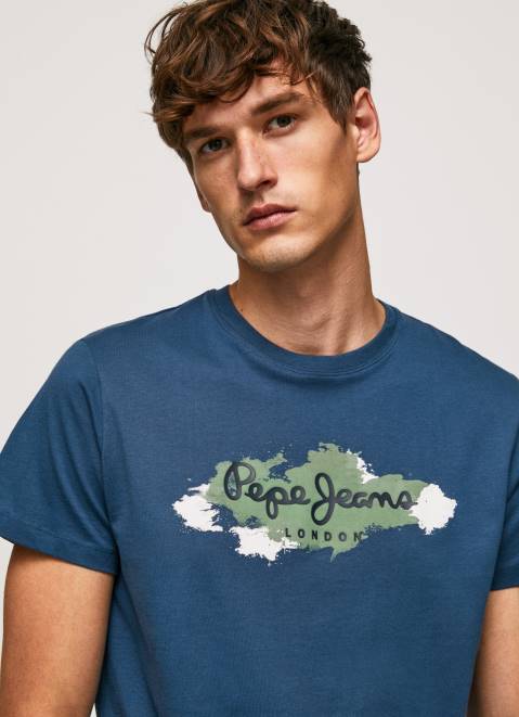 Pepe Jeans Cotton T-Shirt With Brushes Logo Men Jarman Z22X983