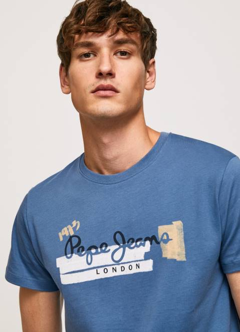 Pepe Jeans Cotton T-Shirt With Brushes Logo Men Ozzy Z22X929