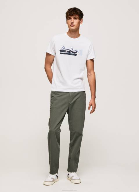 Pepe Jeans Cotton T-Shirt With Brushes Logo Men White Z22X930