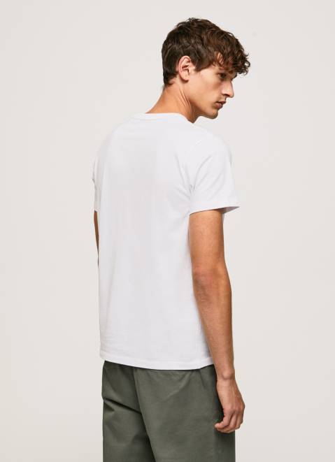 Pepe Jeans Cotton T-Shirt With Brushes Logo Men White Z22X930