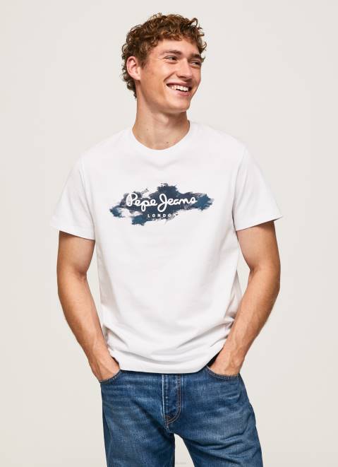Pepe Jeans Cotton T-Shirt With Brushes Logo Men White Z22X952