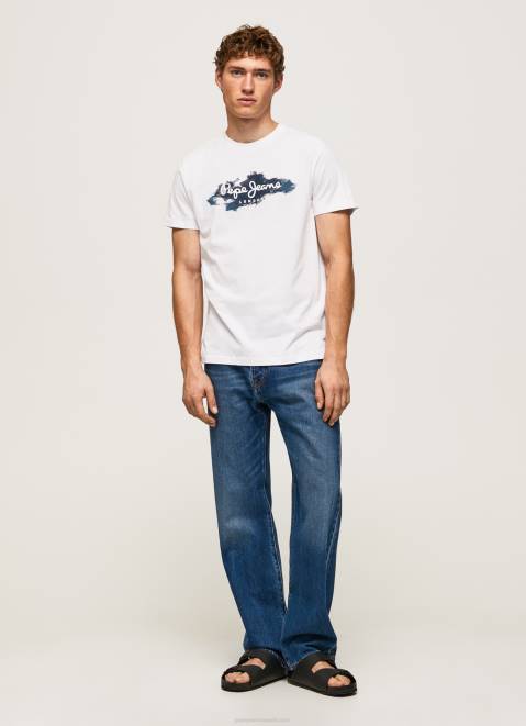 Pepe Jeans Cotton T-Shirt With Brushes Logo Men White Z22X952