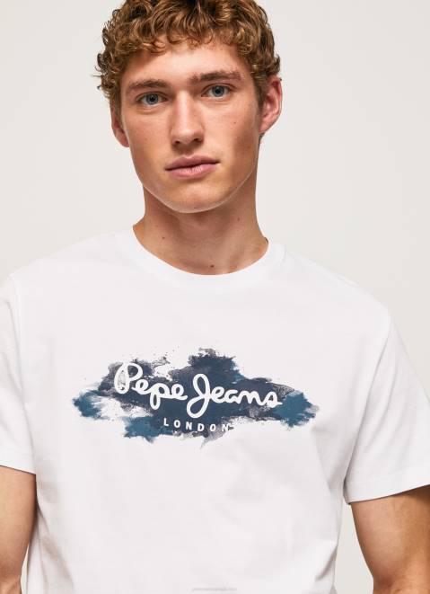 Pepe Jeans Cotton T-Shirt With Brushes Logo Men White Z22X952