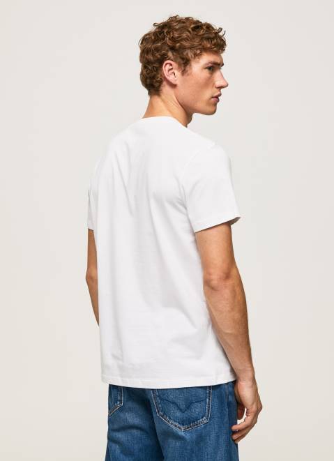 Pepe Jeans Cotton T-Shirt With Brushes Logo Men White Z22X952
