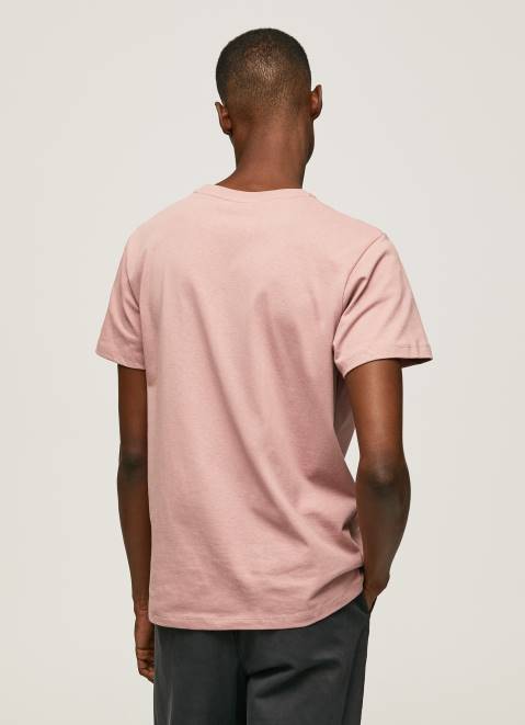 Pepe Jeans Embroidered Logo Cotton T-Shirt Men Bleach Pink Z22X926