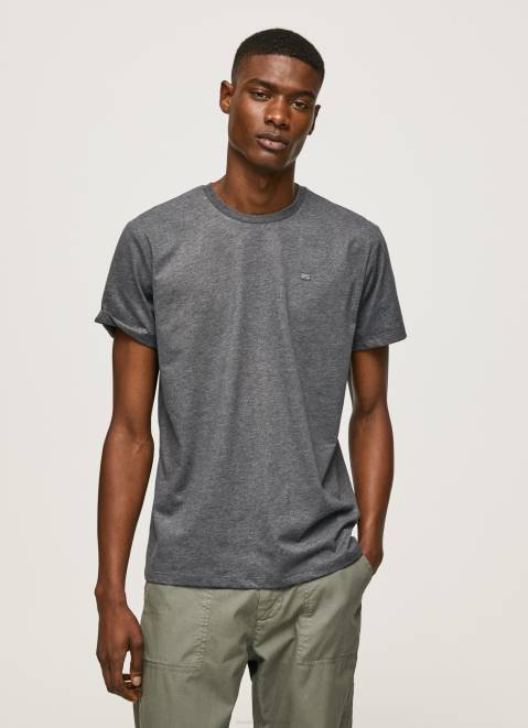 Pepe Jeans Embroidered Logo T-Shirt Men Washed Black Z22X976