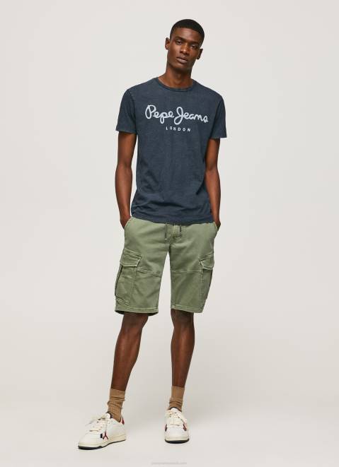 Pepe Jeans Essentialenim N Printed Logo T-Shirt Men Indigo Z22X1015