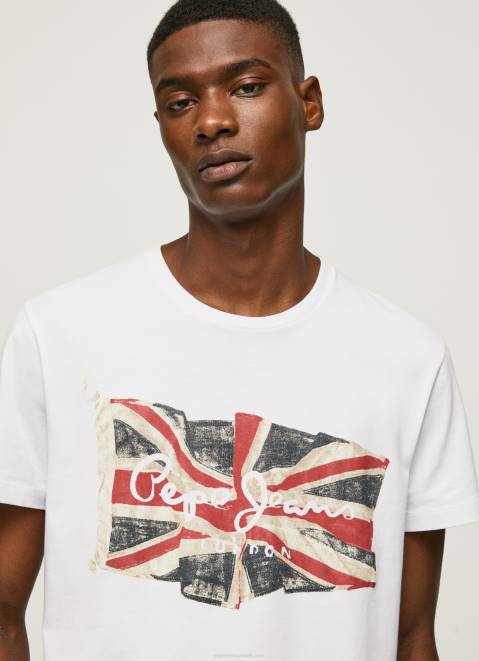 Pepe Jeans Flag Logo N Waving Flag T-Shirt Men White Z22X1014